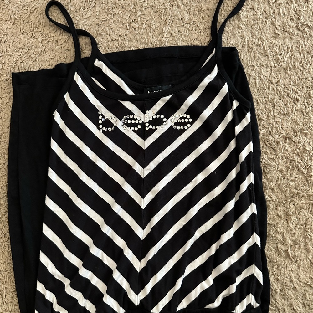 Bebe Monochrome Striped Top